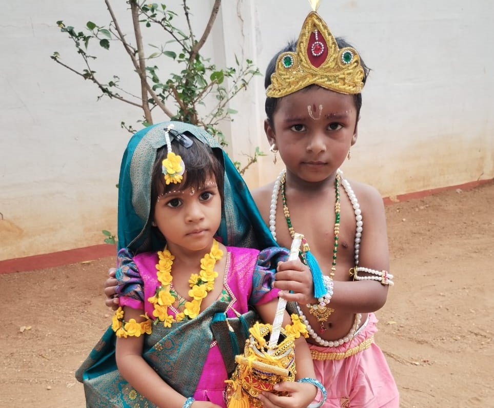 Children dressed for Krishna Jayanthi